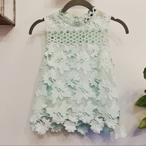 Mint Lace Crop w High Neck!